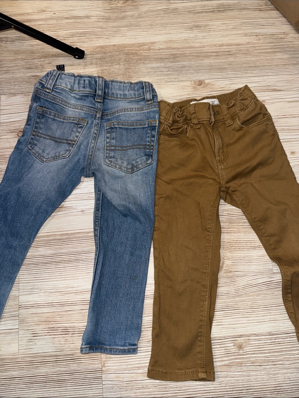 Kids Stretch Denim Jeans and Brown Twill Pants - 2-Pack